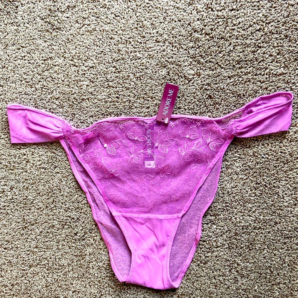 NWT New Adore Me pink/purple lace/mesh hicut bikini panties Sz XL